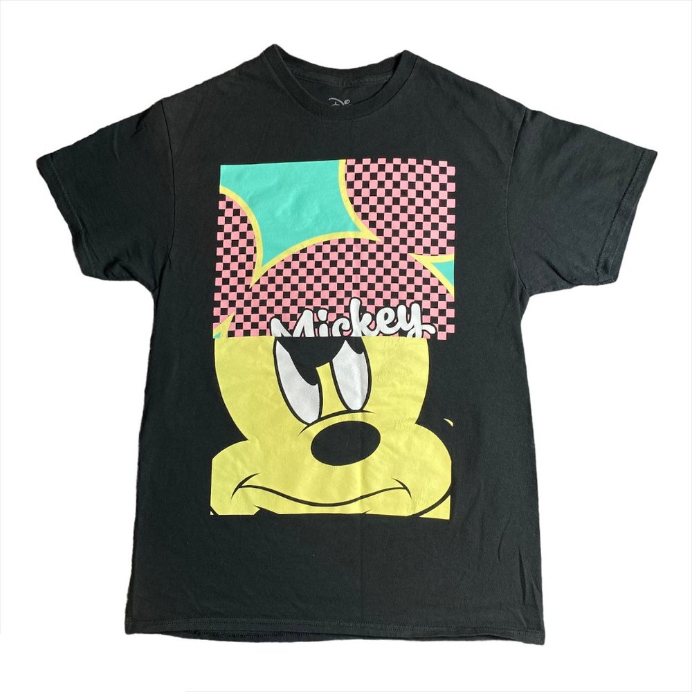 Rare Disney Mickey Mouse 90's Style Pink Black Shirt - Picture 1 of 4